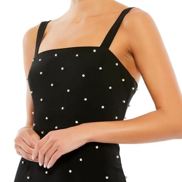 Mac Duggal Black Embellished Square Neck Sleeveless Midi Dress - Picture 4 of 4